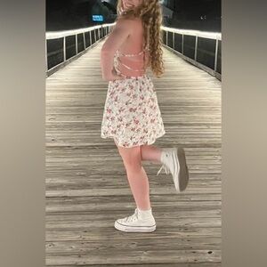 SHEIN Backless Floral Dress - Pink and White